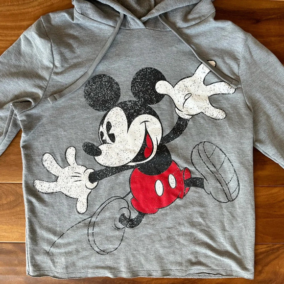 Disney Mickey Mouse Grey Distressed Art Hoodie Sweatshirt size Medium - Picture 3 of 5